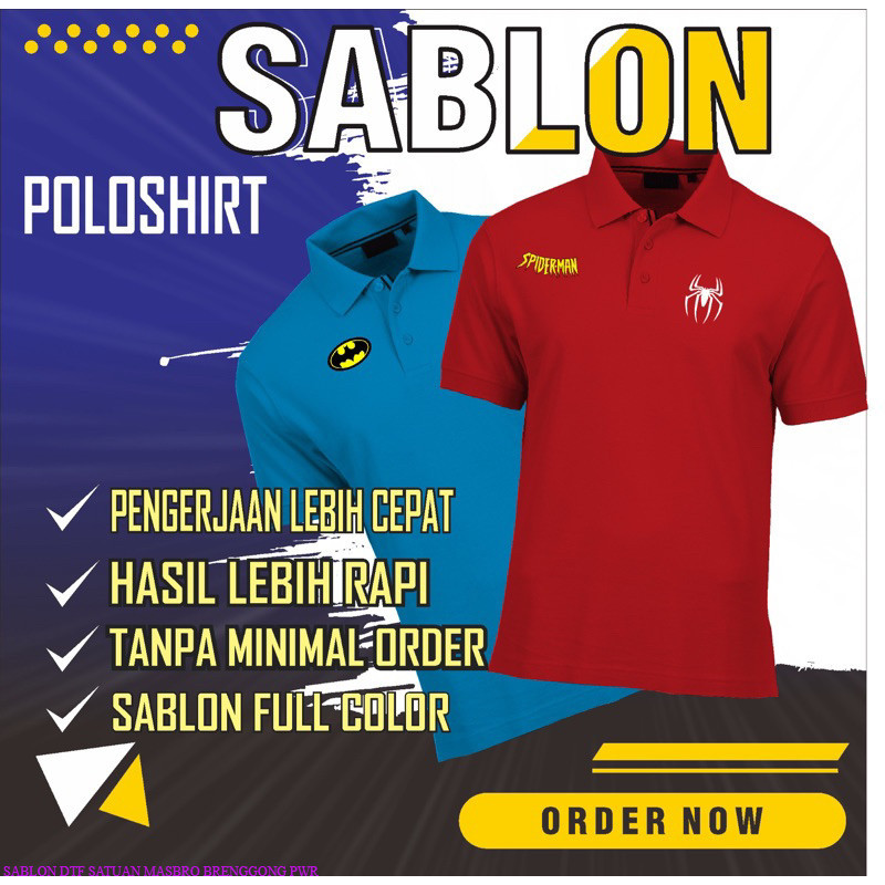SABLON SATUAN CUSTOM POLOSHIRT SABLON , KAOS KERAH, KAOS SERAGAM