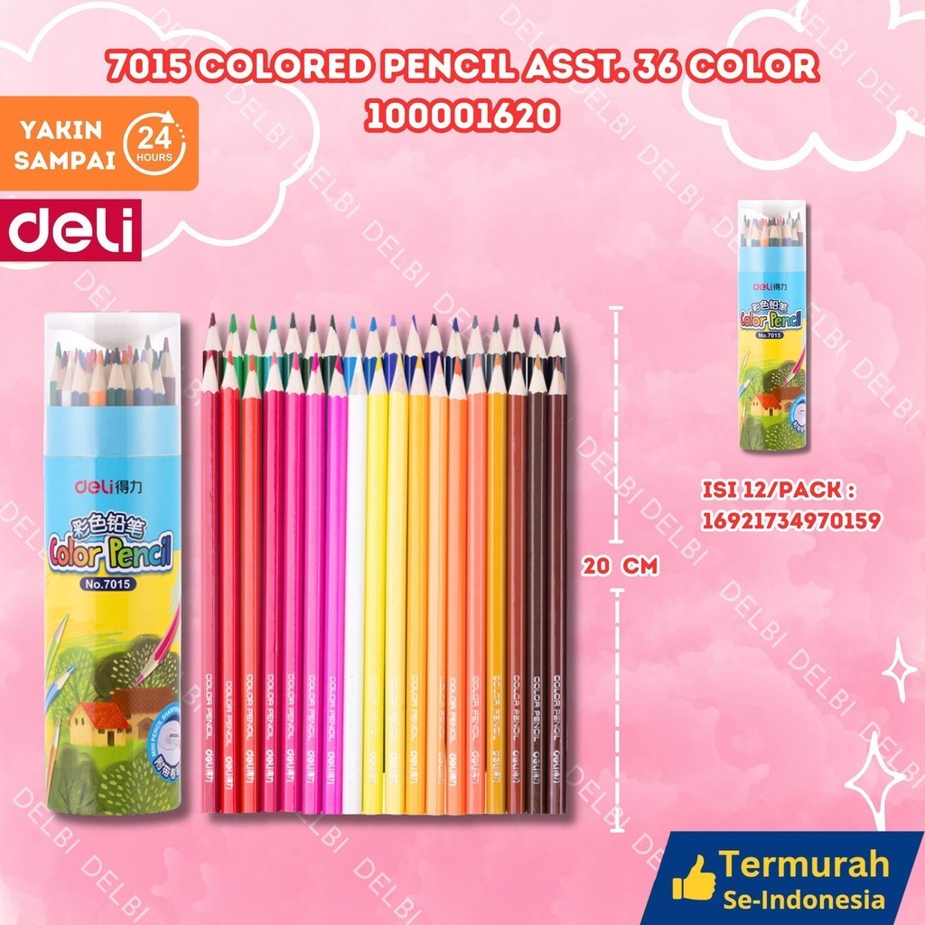 

Alat Melukis Pensil Warna Anak Deli Colored Pencil 36 colors 7015 COLORED PENCIL ASST.36 COLOR