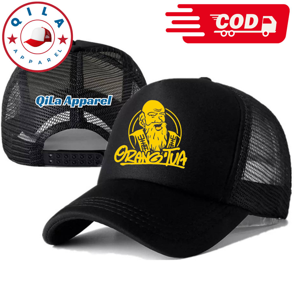 QiLa Apparel Topi Trucker ORANG TUA - Topi Distro ORANG TUA Logo - Topi ORANG TUA Premium - Topi Pri