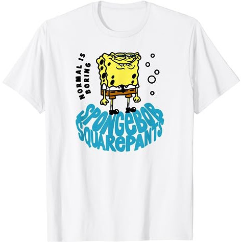 Kaos Amazon Essentials SpongeBob SquarePants Normal is Boring Smile T-Shirt - Baju Pria - Baju Wanit