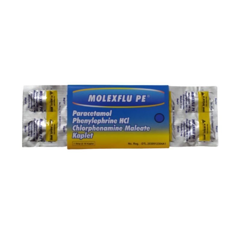 Molexflu PE / 10 kaplet -- Obat Batuk Pilek Panas pereda Flu Demam dan Sakit Kepala tablet spt Molek