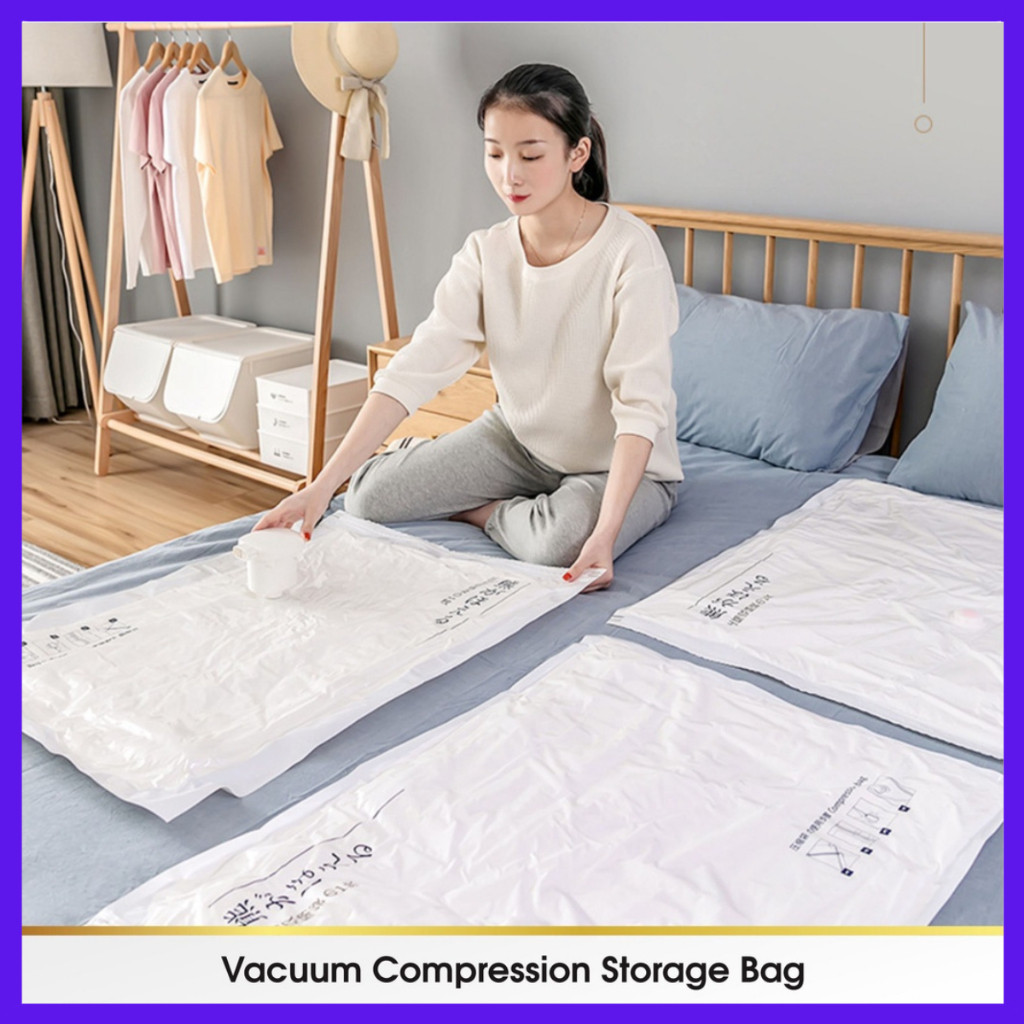 Plastik Vacum 60x40cm Baju Laundry Travel Bag Plastik Vakum Baju Selimut Vakum Bag Kantong Pakaian