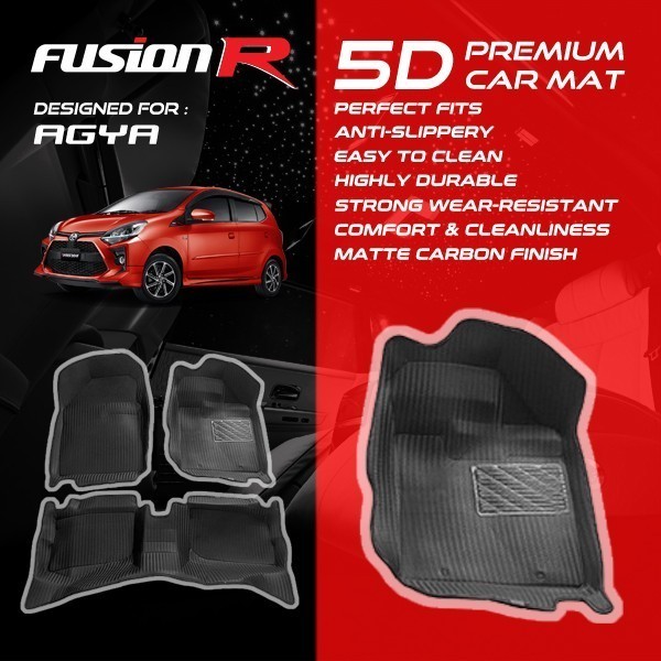 Fusion R Karpet Mobil 5D Agya / Premium Car Carpet Carbon - Karpet Bagasi