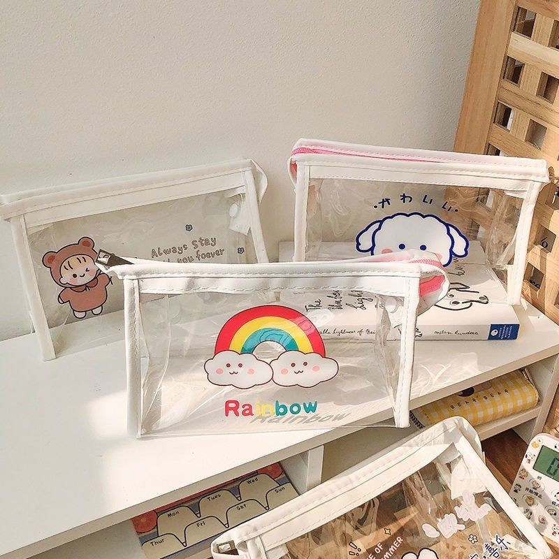 POUCH DOMPET MIKA MAKE UP TRANSPARAN TRAVEL POUCH MOTIF RANDOM