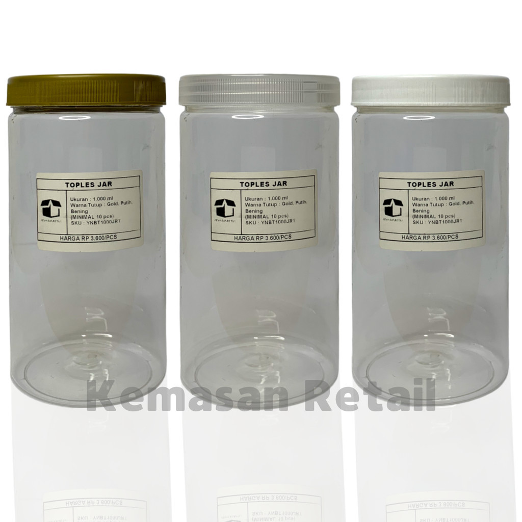 Toples Jar Plastik 1000ml Tutup Bening - Jar Toples Makanan - Wadah Makanan Plastik