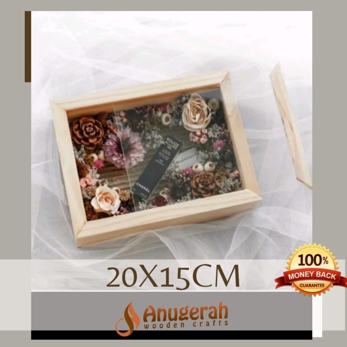 

(NEW) -Wooden sliding acrylic box 15x20cm kotak kayu sliding akrilik