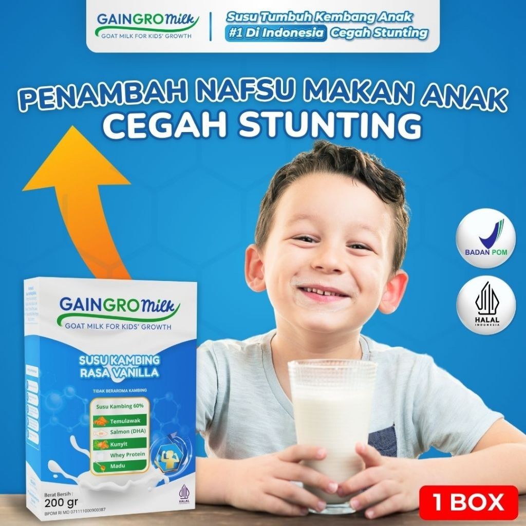 

VANILLA Susu Kambing Anak Rasa Vanila - Penambah Nafsu Makan Anak - GainGro Milk Indonesia