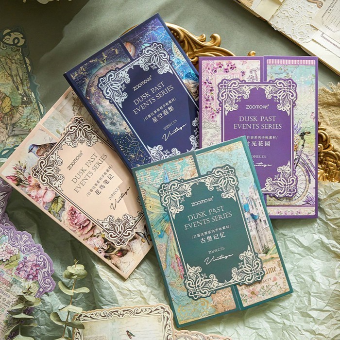 

20 Lembar / Set Journal Scrapbook Paper Kertas Hias Junk Supplies DUSK PAST EVENT SERIES Retro