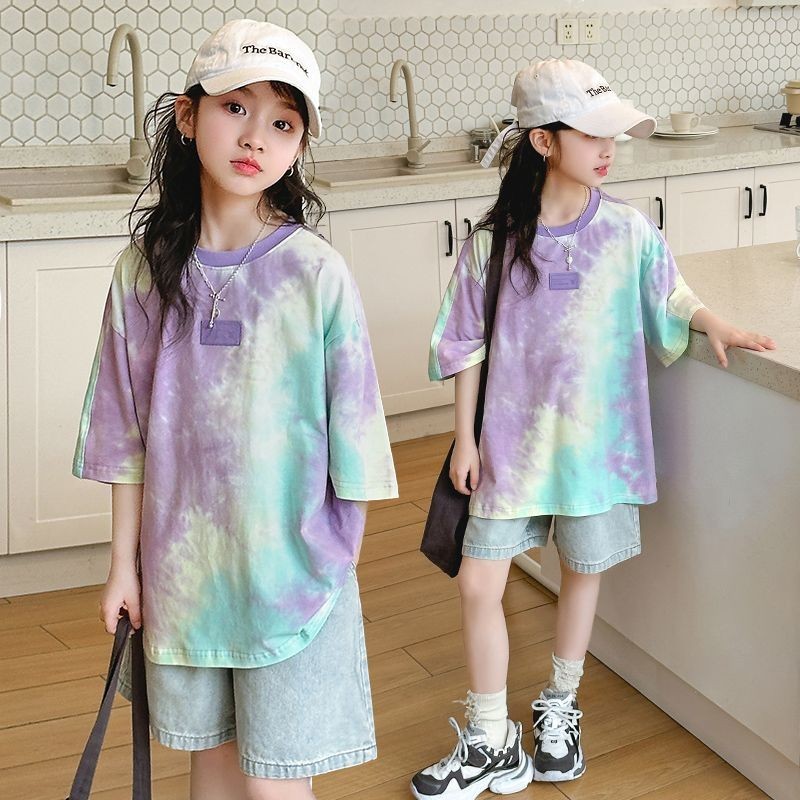 Girls T-shirt New Tie Dyed Gradient Top