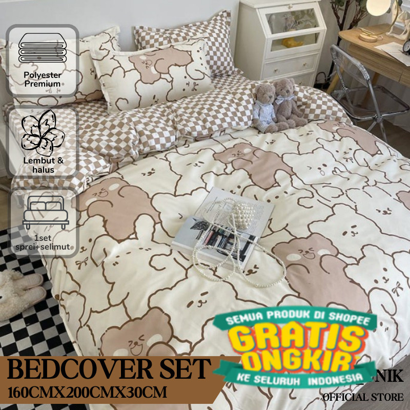 Laris_Unik Barang Baru Sprei+Bedcover Ukuran 160x200CM Bedcover Seprei Polyester Premium Sarung Bedc