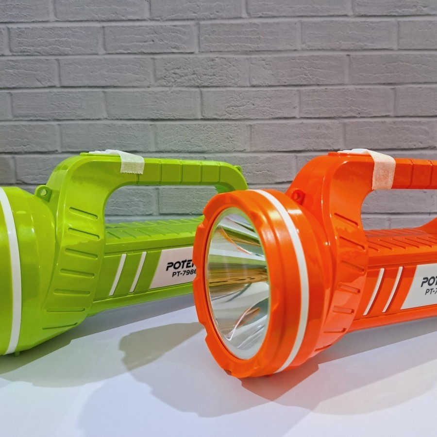 Senter LED lampu senter Potens PT-7986 2 WATT HIJAU / OREN - Hijau