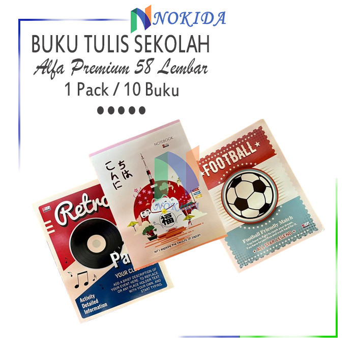 

Nokida Buku Tulis Alfa Premium 58 Lembar (1 Pack/10 Pcs) / Write Book A5 / Buku Tugas Catatan Pendek / Buku Murah