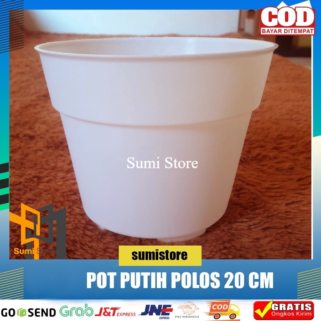Pot Bunga 20 PUTIH - Pot Plastik 20 PUTIH - Pot Bunga 20 PUTIH