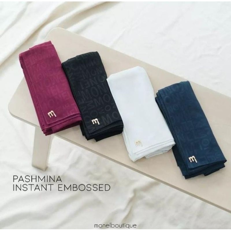 Terlaris ~EMBOSSED Pashmina (instant/kerudung) by Monel_Chavians Hijab Premium Hijab Cantik  Hijab E