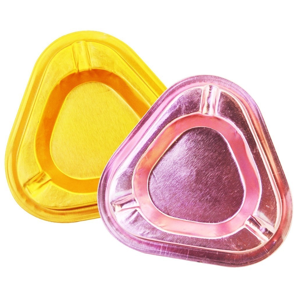 Asbak Ashtray Jadul Segitiga/Bulat Jawa Aluminium Warna Unik Tebal