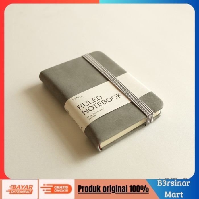 

[KUALITAS TERBAIK] Ruled Notebook Pocket Size A7 uk 7.5 x 11 cm - Grey