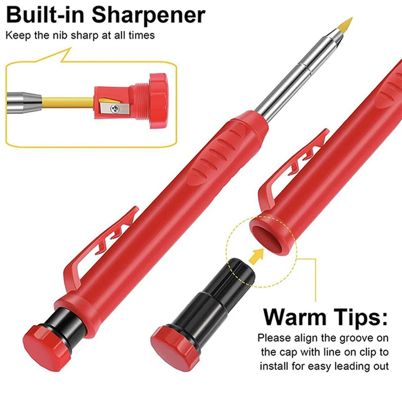 

Pensil Tukang Mekanik Carpenter Marking Pencil with Refill 6 PCS MROOFUL Pensil Tukang Mekanik Carpenter Pencil 2.8mm with Sharpener MR2 qualiity