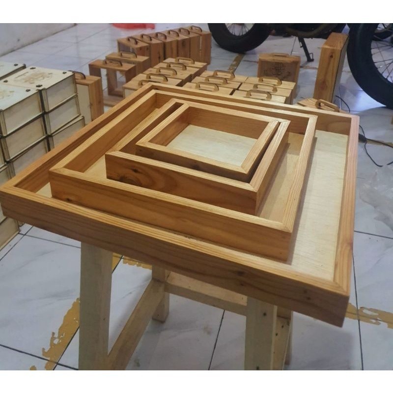 paket 4 pcs kotak seserahan kayu