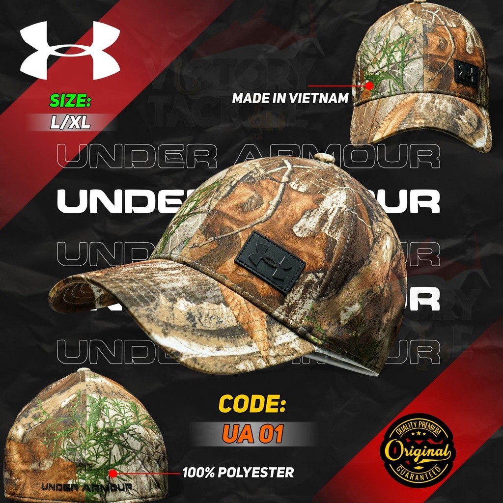 Topi Pancing Under Armour Men's UA Storm Camo Stretch Hat | Jordan Spieth Golf | Fish Hook 2.0 Pusat