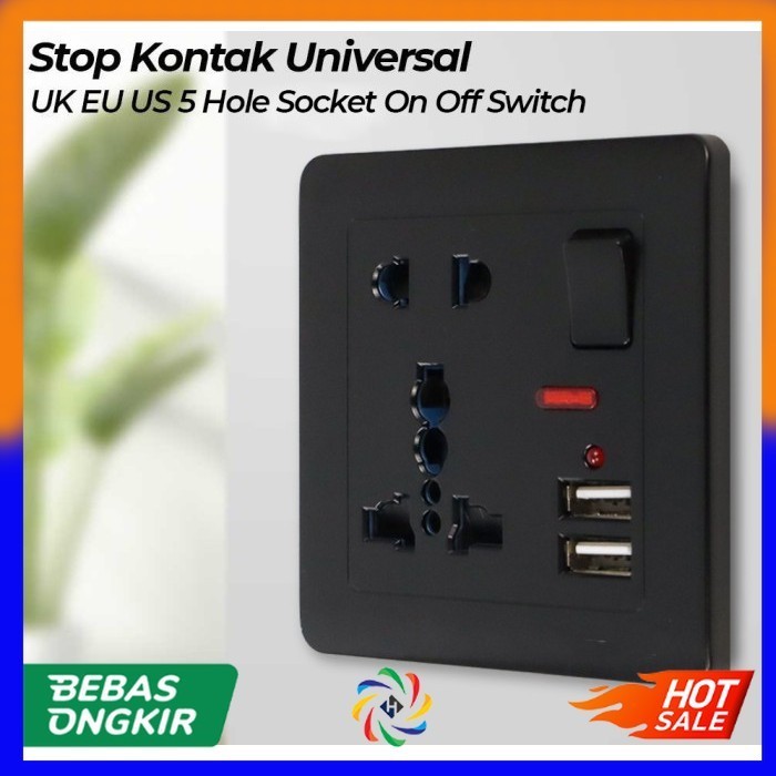 STOP KONTAK AC UNIVERSAL WALL PLUG US/UK/EU WALL PLATE SOCKET MULTI