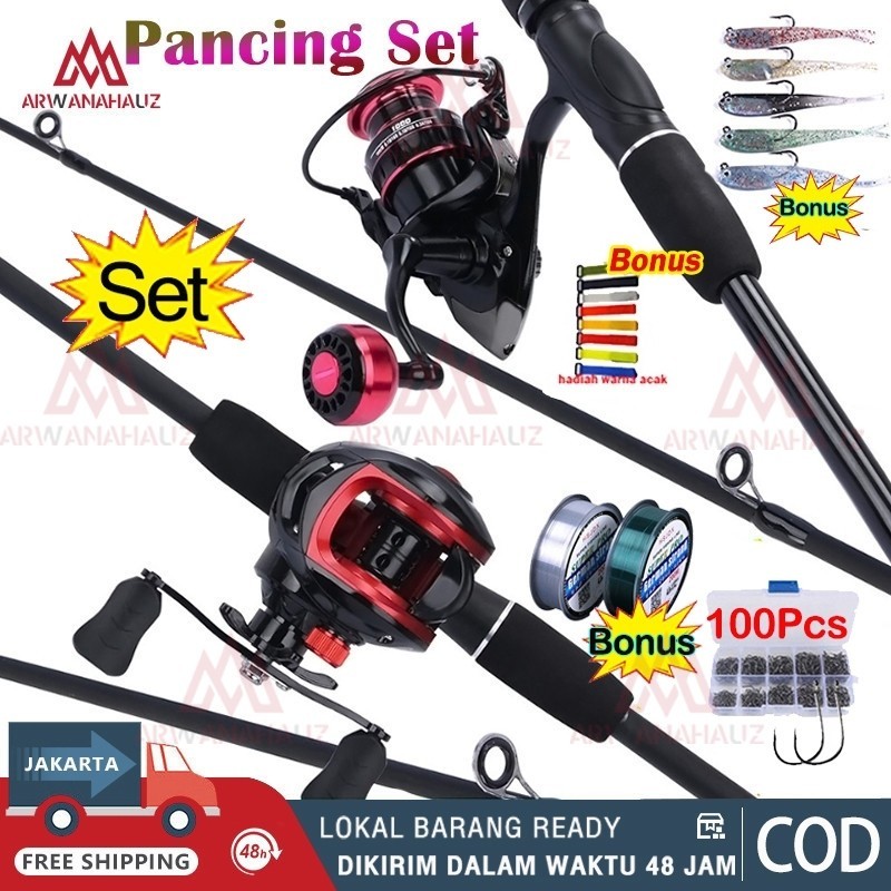 Joran Pancing Set 1.6M 1.8M 2.1M  Fishing Rod And BA1000-6000 Series Spinning Fishing Reel Reel Panc