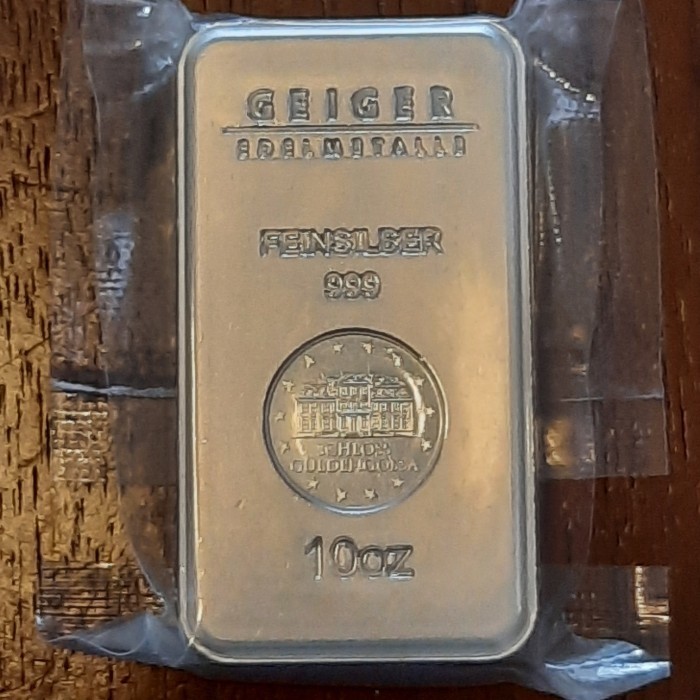 PERAK BATANGAN 10 OZ 311 GRAM GEIGER TIPE LAMA SILVER BAR LANGKA VERY RARE