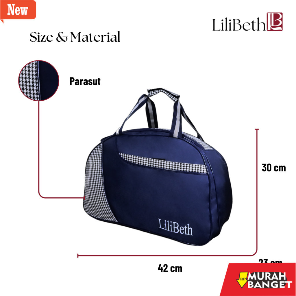 tas jinjing wanita Lilibeth Tas Pakaian Jumbo Tas Travelling Pria Wanita Ukuran 42 x 23x 30 cm Bahan