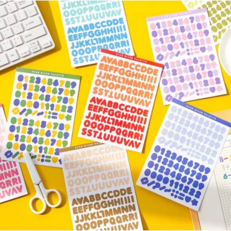 

[ , ] 1 Lembar Stiker Alphabet Number/ Huruf dan Angka Multicolor