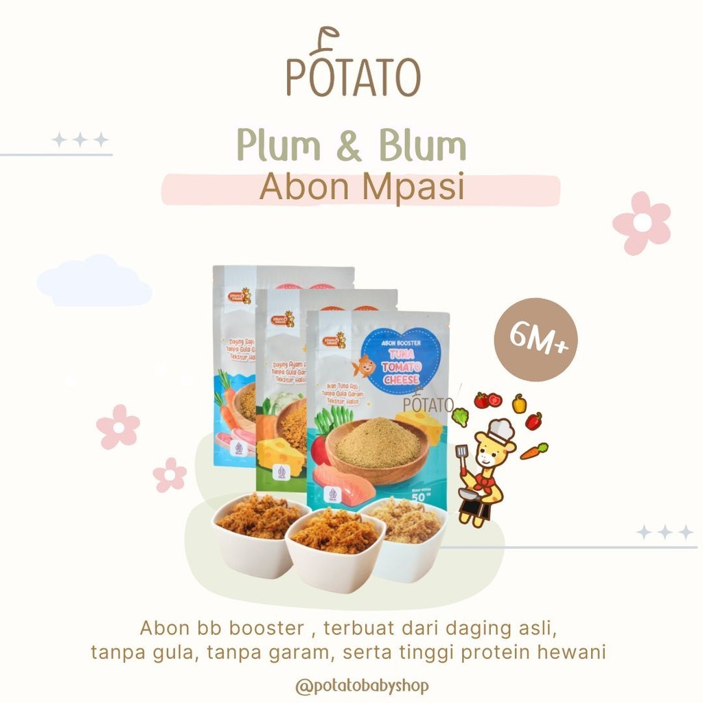 

Plum & Blum Mpasi Abon Cheese BB Booster Sapi Ayam Ikan No MSG - 50 gram