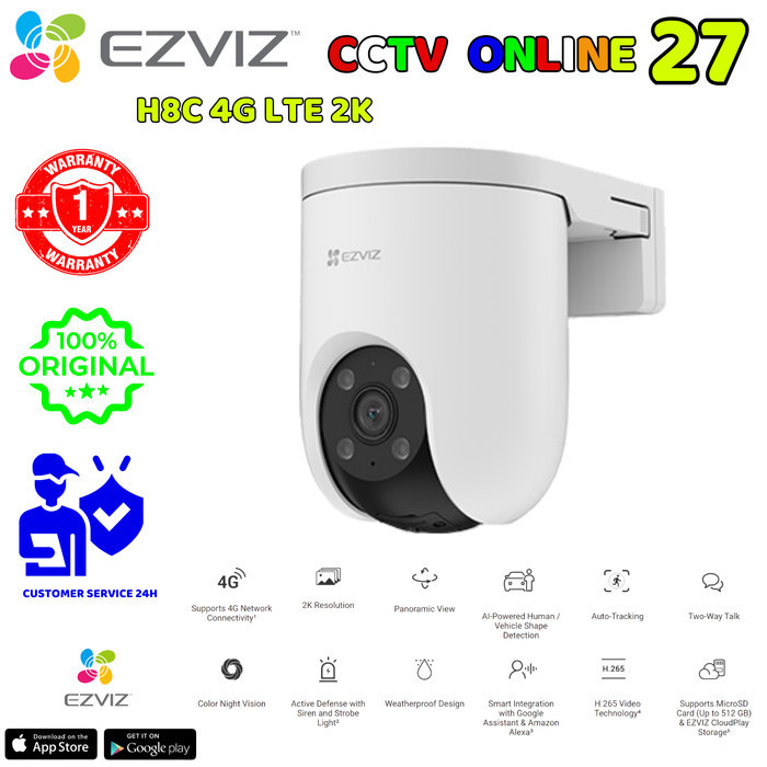 

Ezviz H8c 4G 2K Outdoor CCTV Pan & Tilt Wifi IP Camera