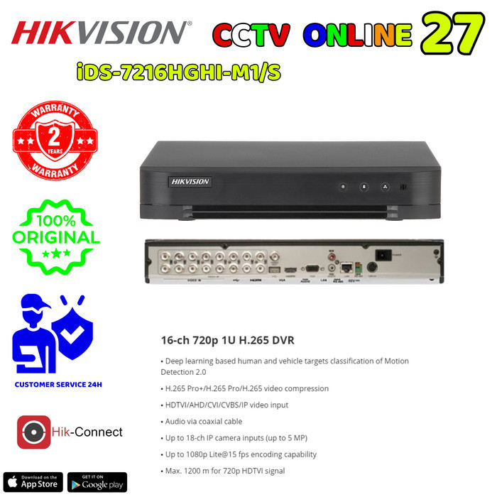 

Dvr Hikvision 16Ch Ids-7216Hghi-M1 (S) 2Mp Lite 1080P Lite Terbaru
