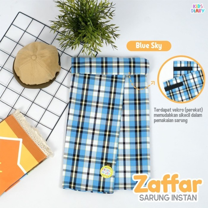 

[[ K23 - BEST SELLER ]] ZAFFAR SARUNG INSTAN - Katun Print Anak Laki-Laki Sarung Instan Motif - BLUE SKY, Size L