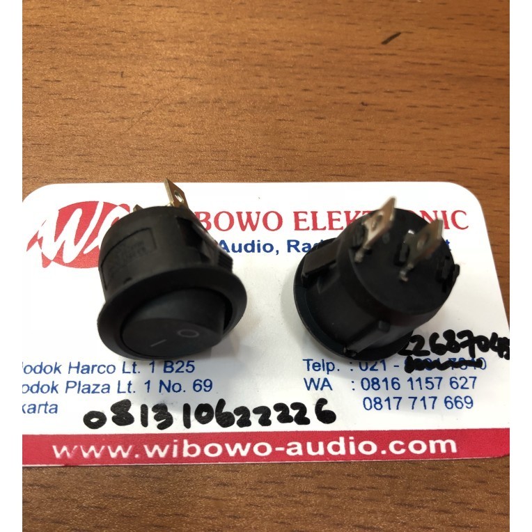 OS99 Saklar 2pin on off hitam bulat rocker switch 2kaki switch karouke