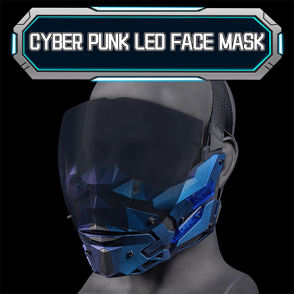 Cyber Punk LED Face Mask Cosplay Cool Punk Full Face Mask Anti-Fog Detachable Half Face Mask Techwea