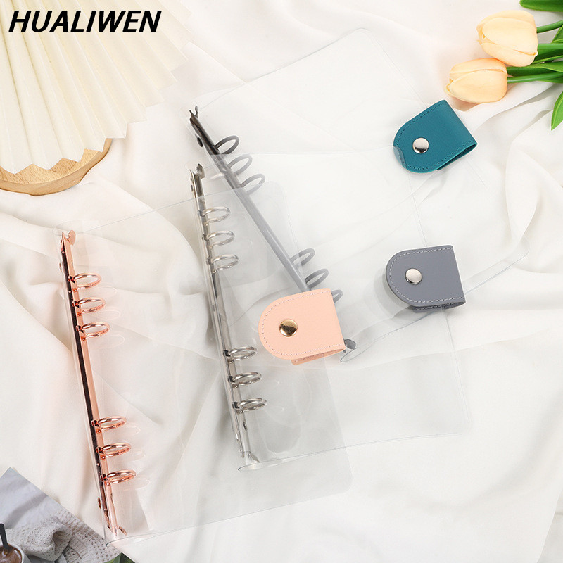 

A5 Transparent PVC Loose-Leaf Notebook Cover Folder Metal 6 Ring Binder Diary Journal Planner School Stationery Office Supplies