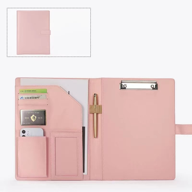 

A4 Padfolio for man / women PU File Folder Business Document Holder Clipboard Folder PU Leather Organizer Meeting Pad Office