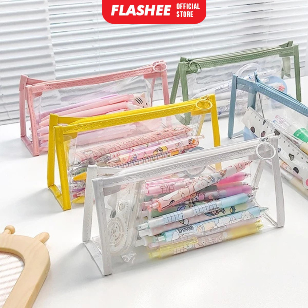 

Kotak Pensil Transparant Portabel Tempat Pensil Resleting Penyimpanan Alat Tulis