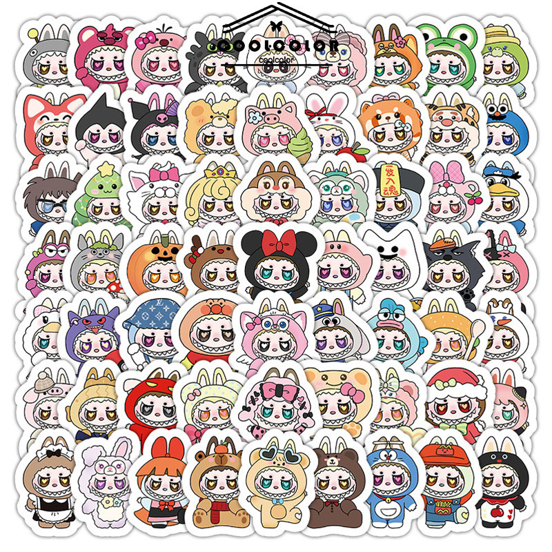 

COD❤️Stiker Lucu Kartun Stiker Labubu Cross Dressing Kreatif Stiker Scrapbook Buku Catatan-Cl
