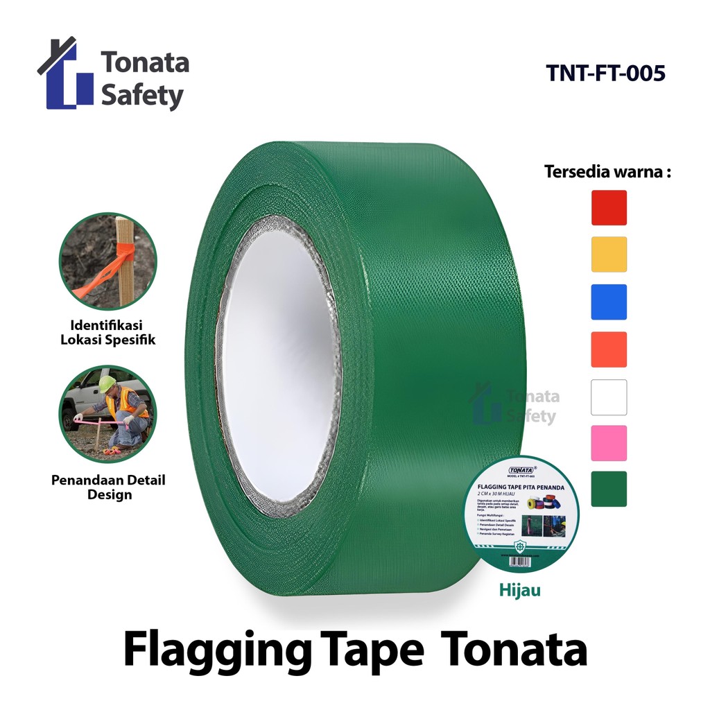 

Flagging Tape Tonata / Pita Survey Penanda Hijau 2 cm x 30 m