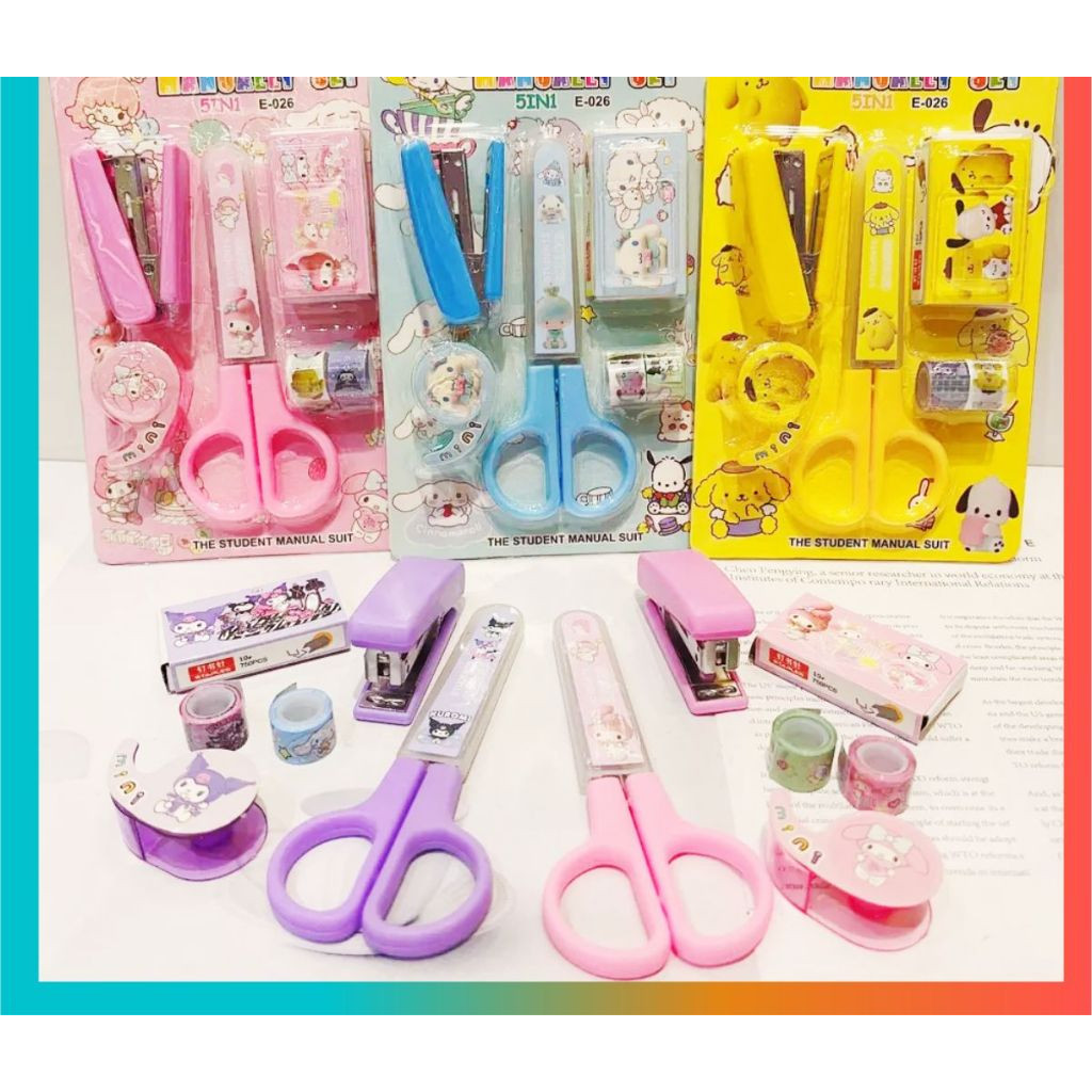

Set Gunting Stapler Pemotong Selotip Sekolah Kantor Kawaii Lucu