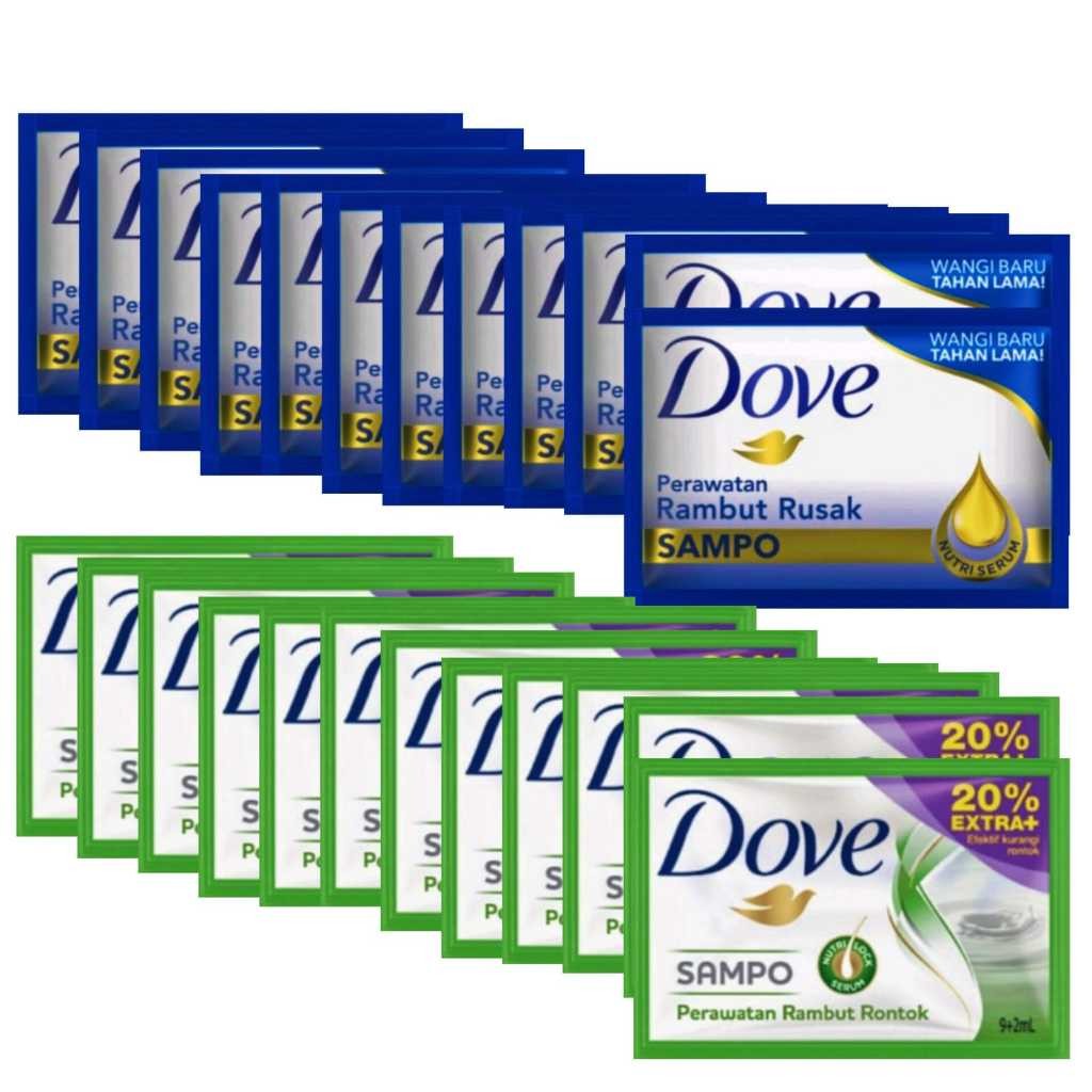 DOVE SHAMPO CONDITIONER TOTAL DAMAGE HAIR FALL 9ML 11ML 1 RENCENG ISI 12 SACHET