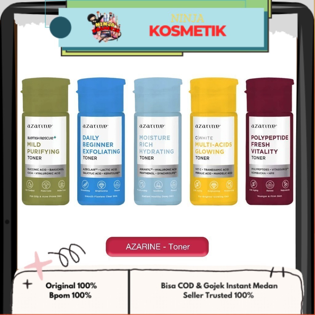 AZARINE - TONER ( 90 ml ) - Toner Sejuta Umat For All Skin Types Mild Purifying / Daily Beginner Exf