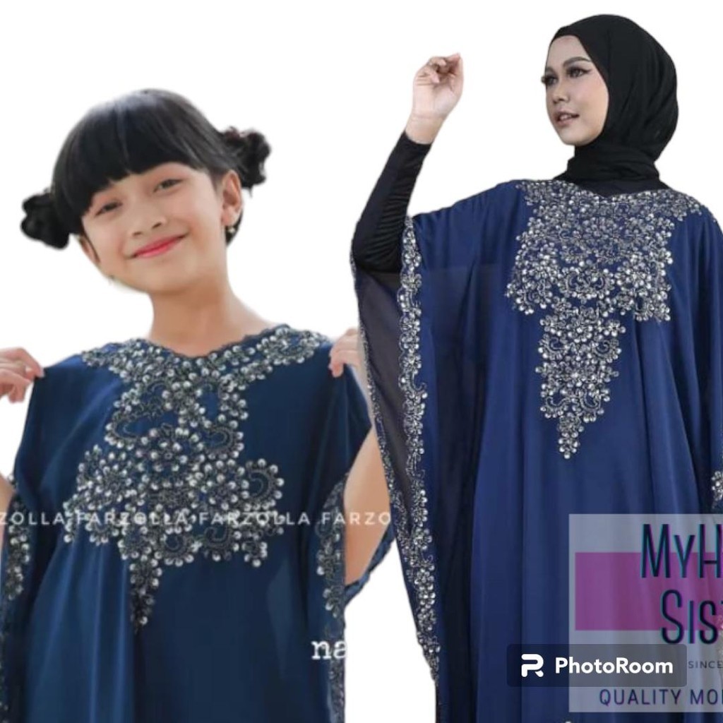 [Couple Ibu Anak] Kaftan Payet Gemini Asmirandah Korneli Rossy Gamis Ceruty Dress Daster