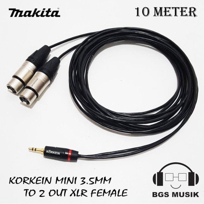Kabel Jack Mini 3.5mm To 2 Jack XLR Female 10m