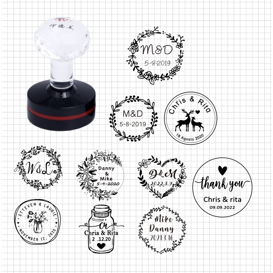 

40 Circle Custom Personalized Wedding Invitation Stamp Wedding Stamp Self-Inking invitation stamp on Envelope