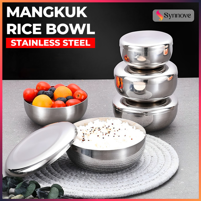 Mangkok Stainless Steel Tutup Korean Rice Bowl Mixing Bowl Stainless Mangkok Makan Stainless Mangkok