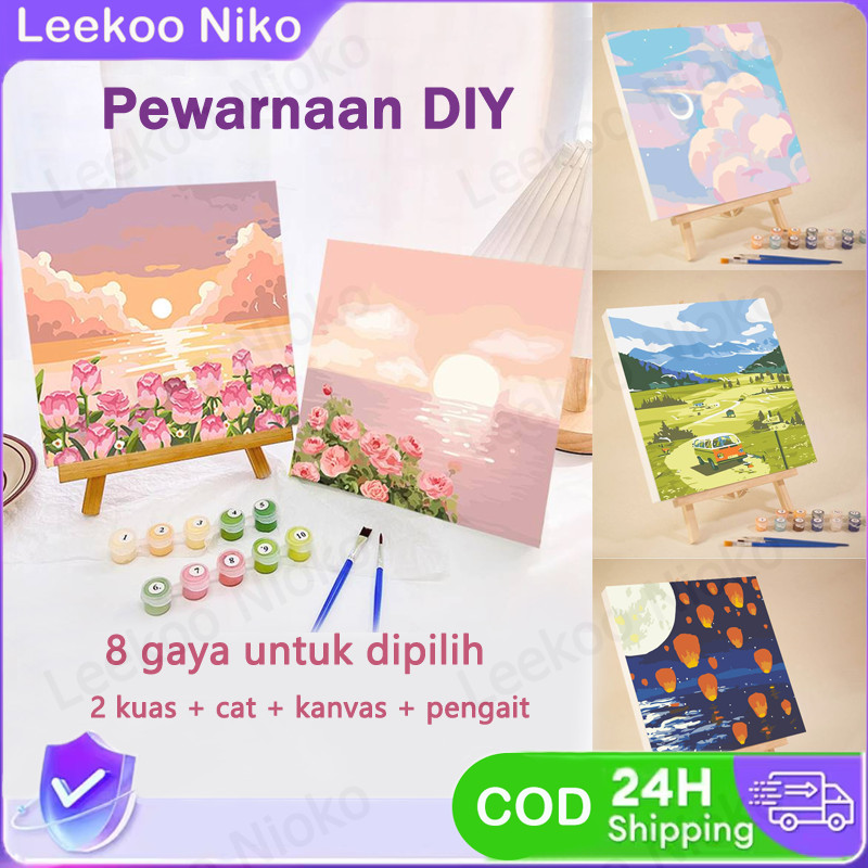 

[Ready stock ! ]Pewarnaan Lukisan Minyak Digital / Lukisan Dekompresi Pewarnaan Buatan Tangan / Set Lukisan Minyak DIY / Seri Lukisan Minyak Pemandangan Alam 20x20 cm