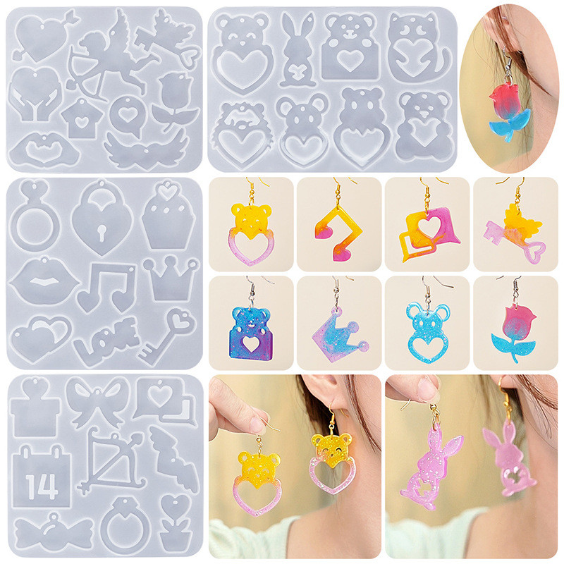 

Valentine'S Day Earring Mold Keychain Pendant Silicone Mold DIY Epoxy Resin Molds Jewelry Making Earring Valentine'S Day Crafts
