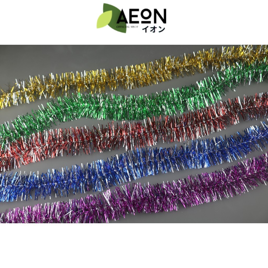 

AEON - SLINGER 2 Meter Diameter 5cm Single Colored / Mix / Motif Rumbai Garland Tensil Tinsel Metalik Hiasan