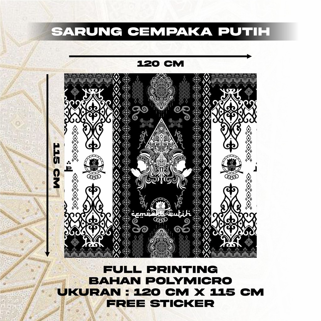 sarung  Desain Batik Cempaka Putih Full Printing Sarung Pria Dewasa By Foxcloth